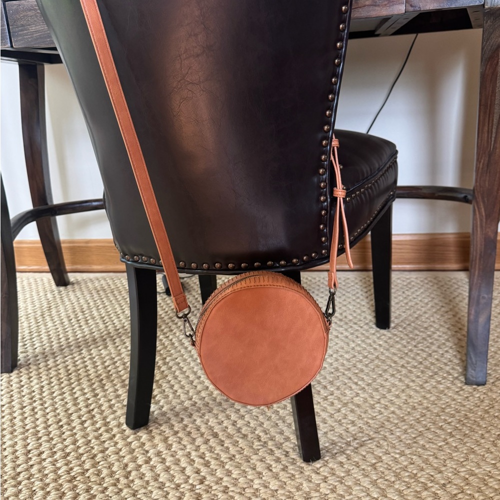 Round Tan Crossbody Bag